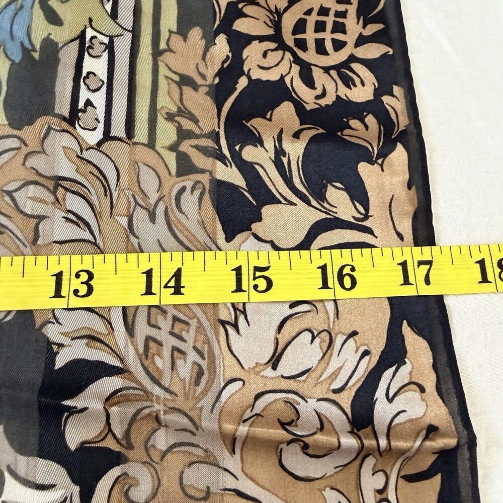 Pierre Balmain Vintage 100% Silk Scarf 17"x61" Floral Baroque Japan Designer - Picture 12 of 12